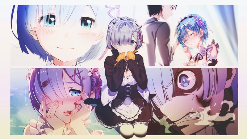 Rem (Re: Zero), anime, anime girls, white skin, maid, maid outfit, blue hair, blue eyes, fan art, artwork, Re:Zero Kara Hajimeru Isekai Seikatsu
