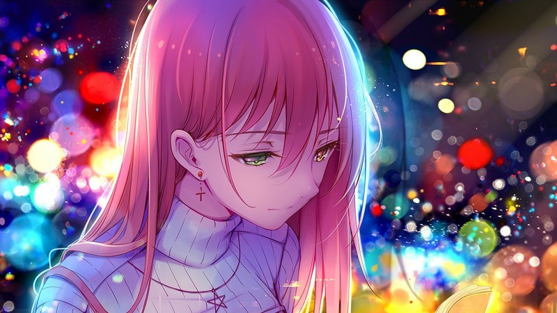 anime girls, anime, pink hair, long hair