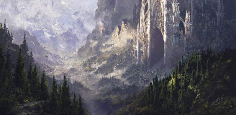 digital art, fantasy art, castle, artwork