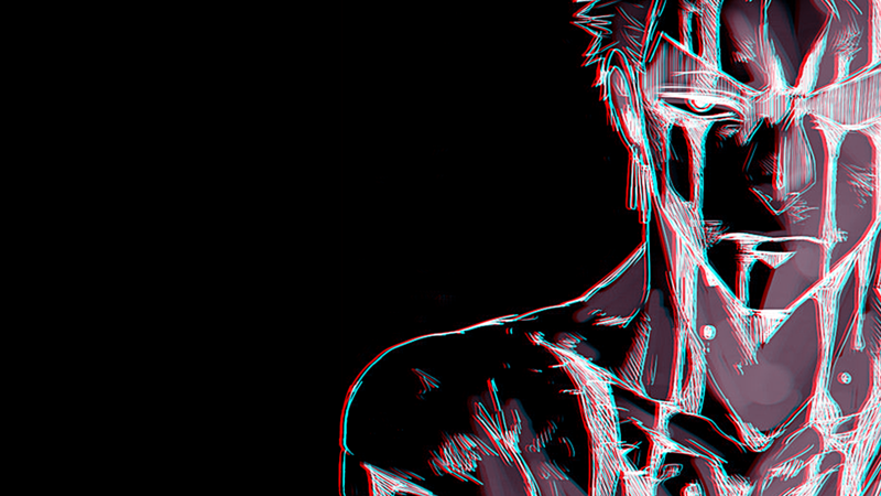 Roronoa Zoro, One Piece, monochrome, chromatic aberration