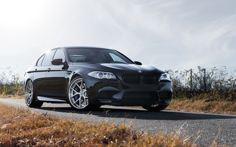 car, tuning, vehicle, BMW, black cars, BMW F10, front angle view, BMW 5 Series