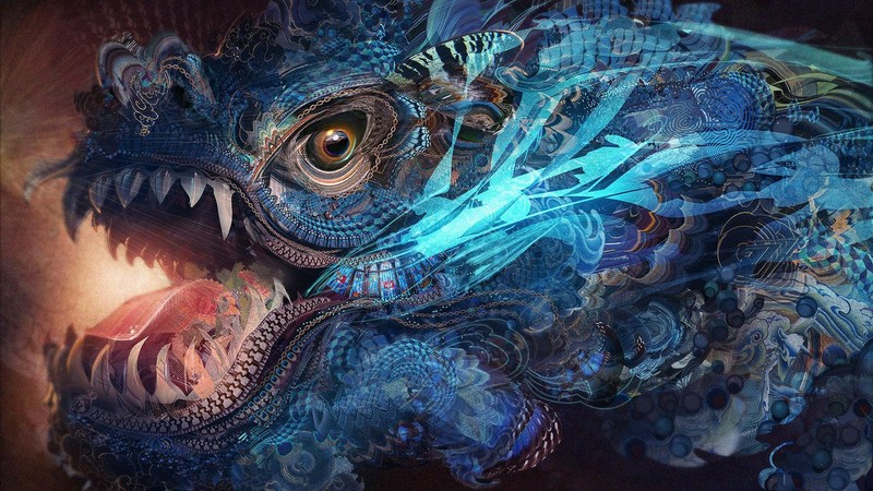 psychedelic, dragon, abstract, trippy, fractal