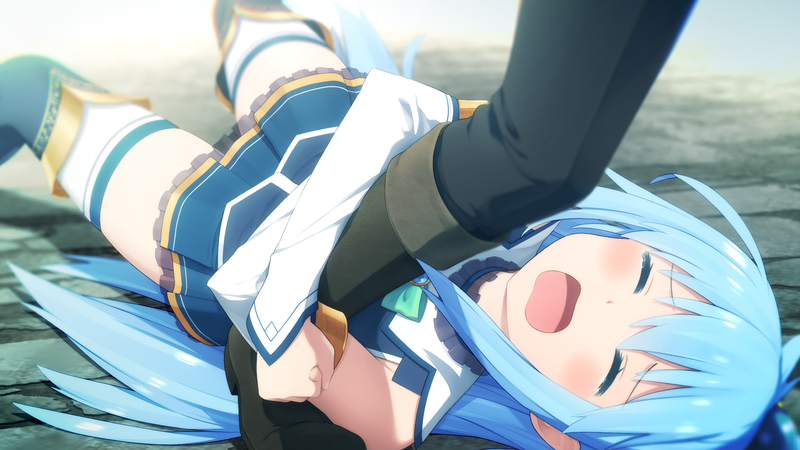 anime, anime girls, white skin, Aqua (KonoSuba), blue hair, Kono Subarashii Sekai ni Shukufuku wo!, crying
