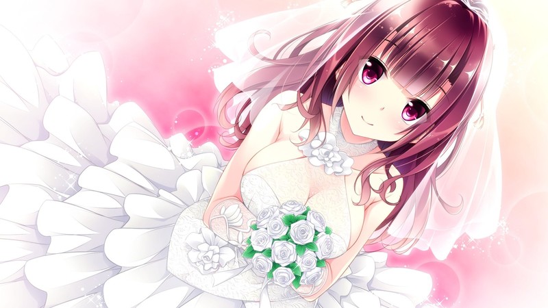 anime, marriage, brides, white dress