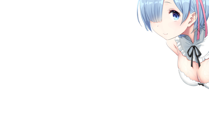 anime, anime girls, white skin, Rem (Re: Zero), white background, simple background, blue eyes, blue hair, maid, maid outfit, Re:Zero Kara Hajimeru Isekai Seikatsu