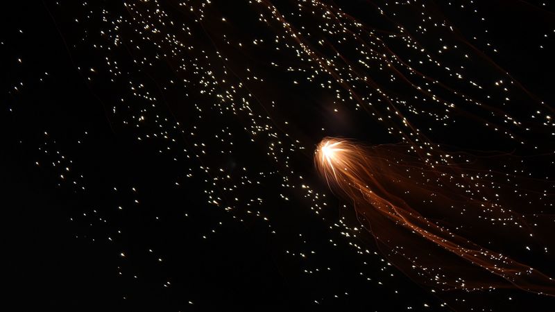 fireworks, sparks, glow, smoke, dark, 4k