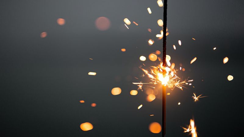 sparklers, sparks, glow, glare, 4k