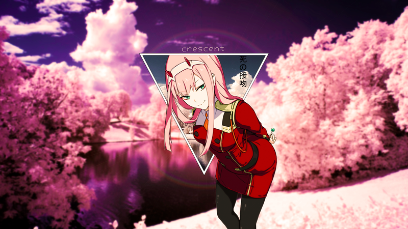 Zero Two (Darling in the FranXX), Darling in the FranXX, anime, triangle, pink hair, anime girls