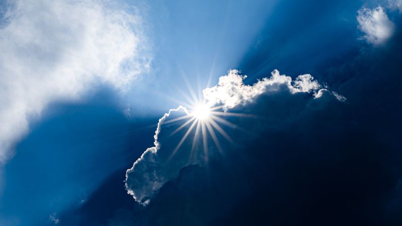 clouds, sun, rays, sky, sunlight, 4k