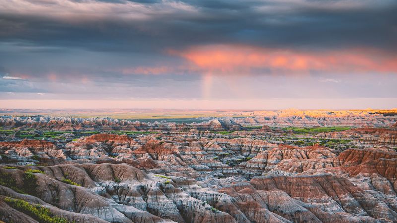 mountains, aerial view, horizon, clouds, landscape, 4k