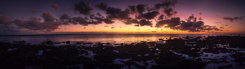 sunset, dual monitors, dual display, sea