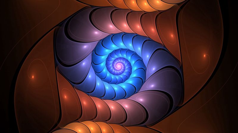 spiral, glow, colorful, twisted, fractal, 4k