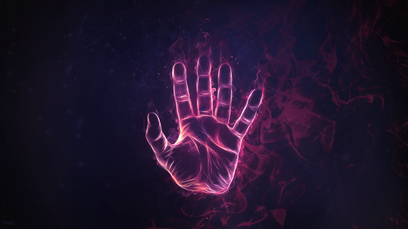 digital art, hands, pink, smoke