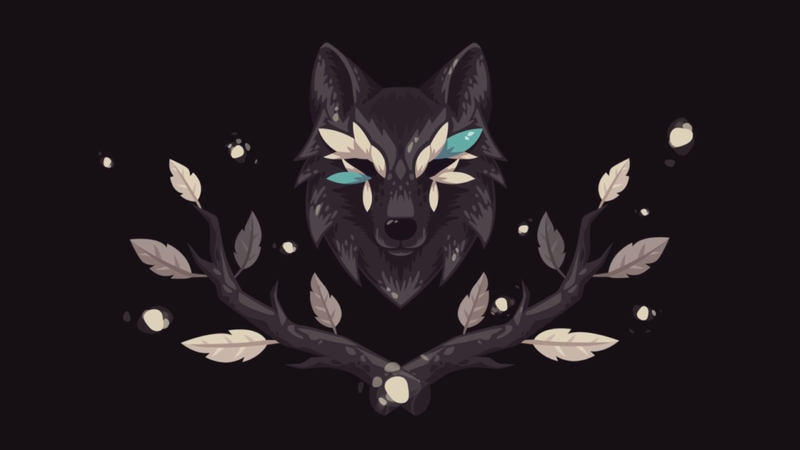 wolf, black, animals, artwork, symmetry