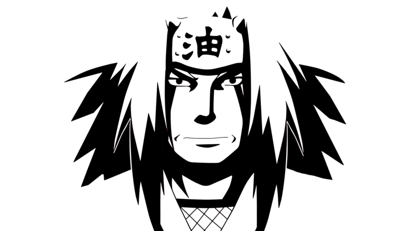 Jiraiya, Naruto Shippuuden, anime, monochrome, simple background