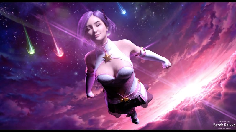 women, League of Legends, cosplay, pink hair, render, CGI, digital art, 3D, space art, flying, 4Gamers, Star Guardian