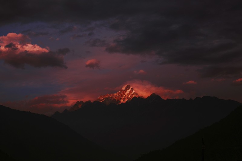 mountains, Nepal, sunset, landscape