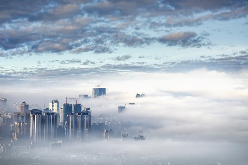 blue, sky, clouds, cityscape