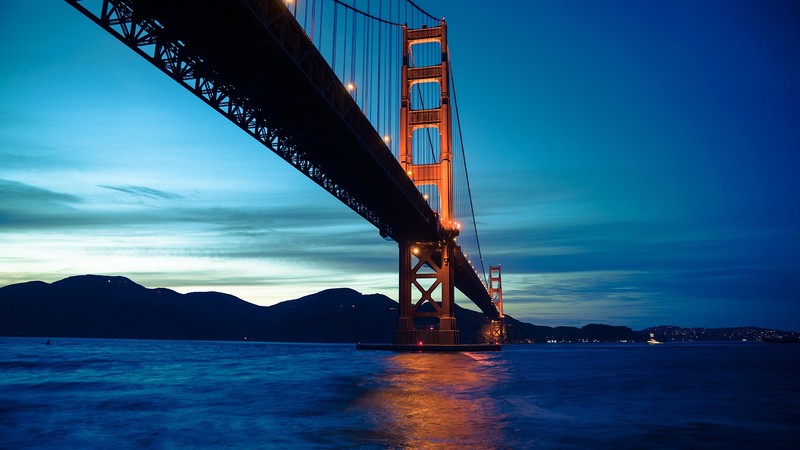 night, San Francisco, Golden Gate Bridge, blue, bridge