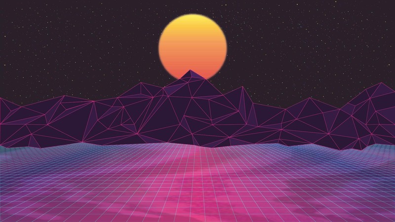 retrowave, Retrowave, digital art, purple, dark background, pink, low poly, night, vaporwave, purple background