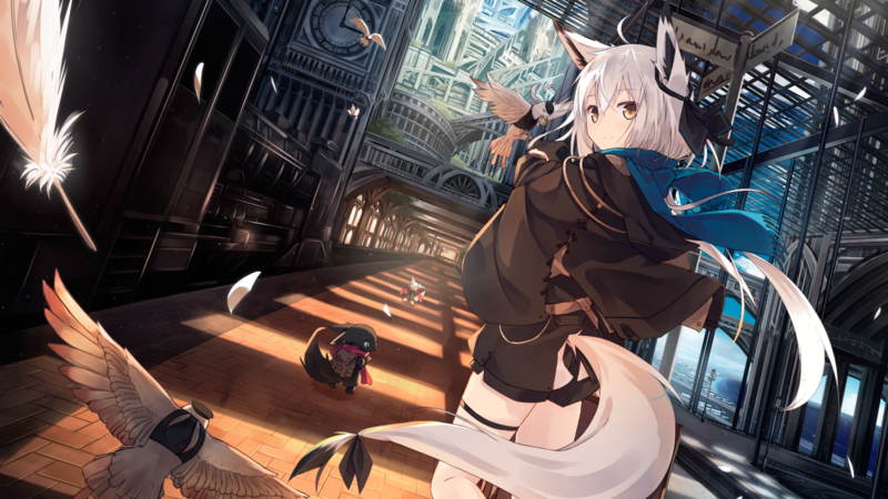 anime, anime girls, animal ears, white hair