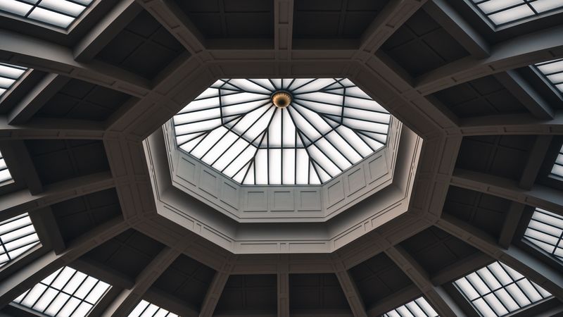 dome, architecture, building, ceiling, windows, 4k