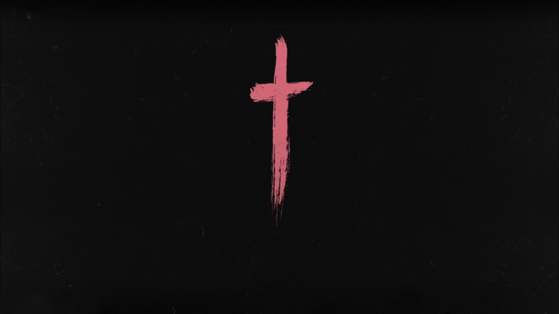 cross, minimalism, black, pink, simple background