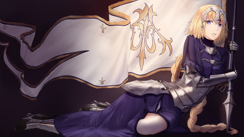 Fate Series, Fate/Apocrypha, anime girls, blonde, Ruler (Fate/Apocrypha), fantasy armor, long hair, blue eyes, Jeanne dArc (Fate)