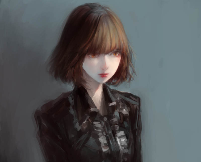 brown eyes, artwork, brunette