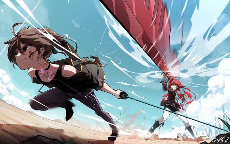 anime girls, battle, 千夜QYS3, Tian Ling, Qian ye, original characters