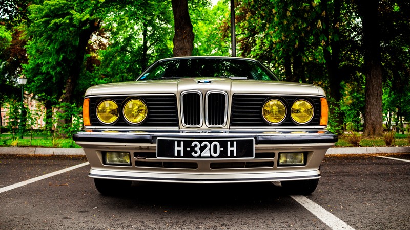 car, BMW, numbers, vehicle, BMW E24, BMW 6 Series, frontal view