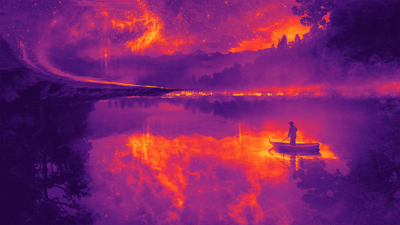 lake, boat, reflection