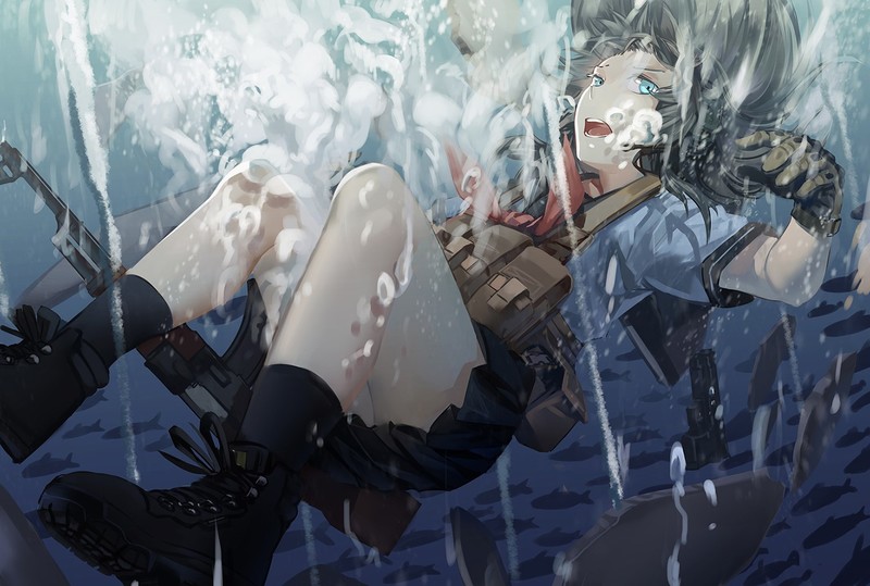 anime girls, water, RFF