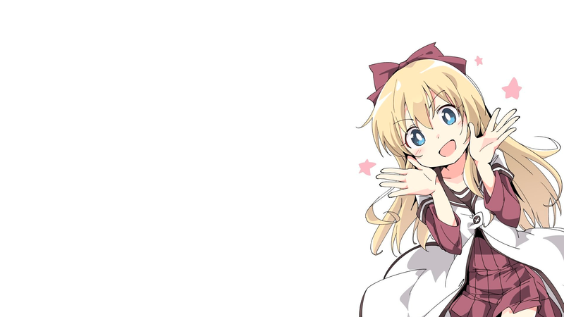 anime, manga, anime girls, white, white background, blonde, Toshinou Kyouko, Kyoko Toshino, blue eyes, white skin