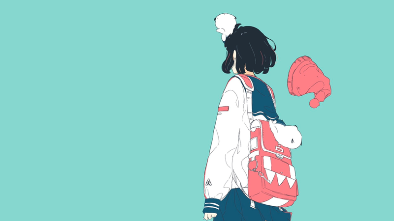 anime, manga, anime girls, turquoise, turquoise background, simple background, sailor uniform