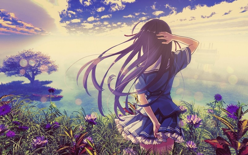 anime, anime girls, flowers