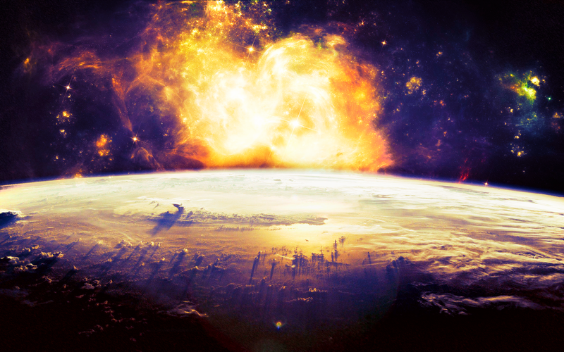 Earth, space, nebula, God