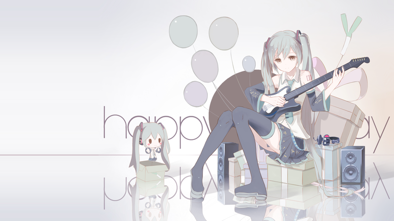 Vocaloid, anime girls, Hatsune Miku, aqua hair, twintails, stockings
