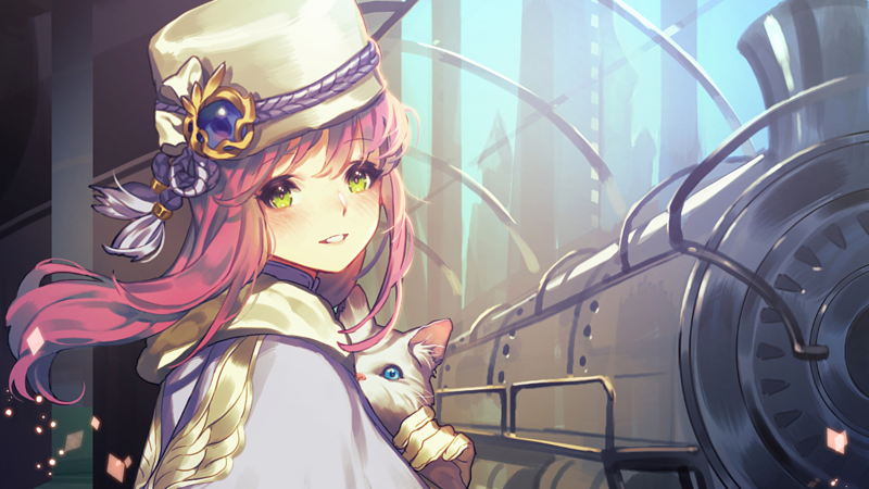 anime, anime girls, hat, train, green eyes