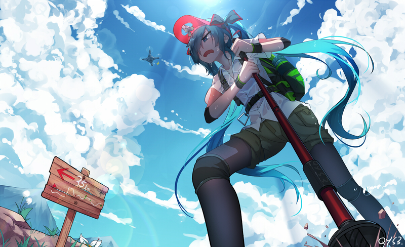 Vocaloid, anime girls, Hatsune Miku, aqua hair, twintails, stockings