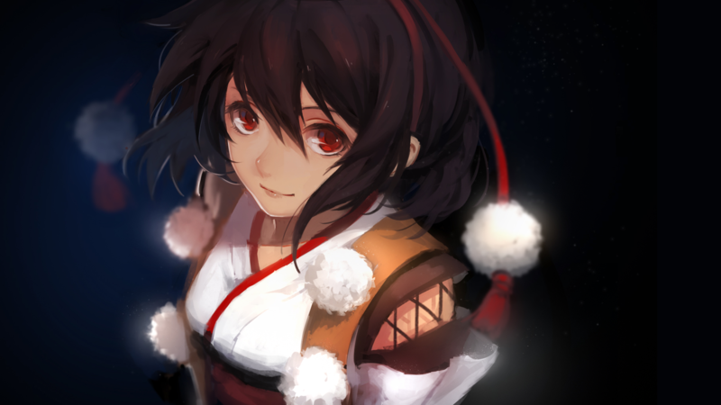 anime, anime girls, red eyes, dark hair, Touhou
