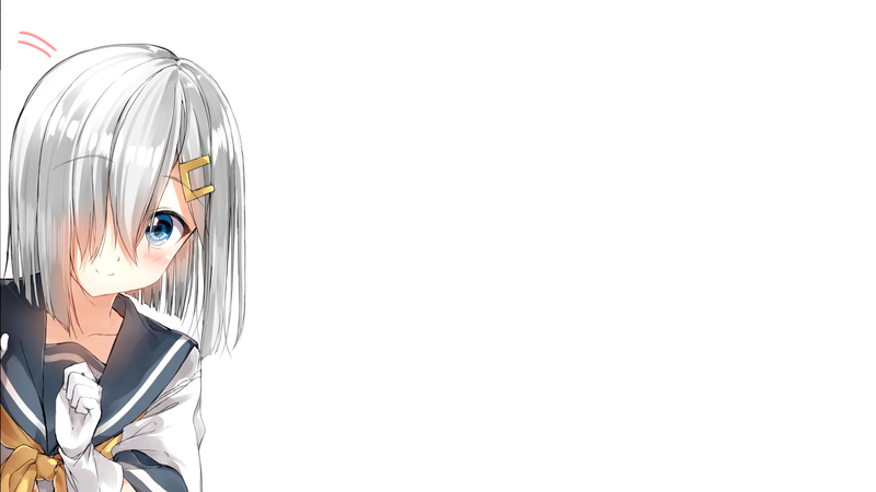 anime, manga, anime girls, simple background, Kantai Collection, sailor uniform, white, white background, silver hair
