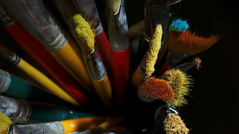 tassels, drawing, wooden, colorful, 4k