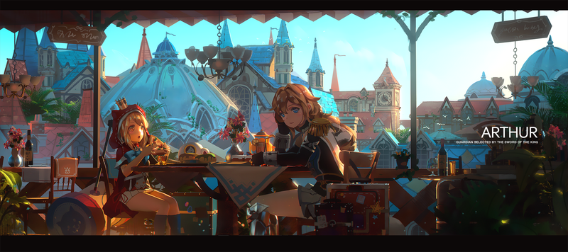 T5, anime girls, anime, fantasy city