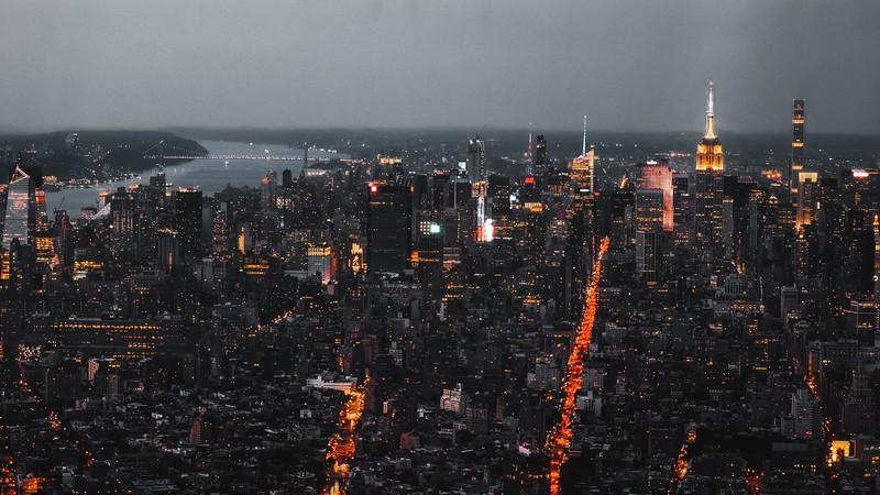 city, lights, building, New York City, Empire State Building, Manhattan
