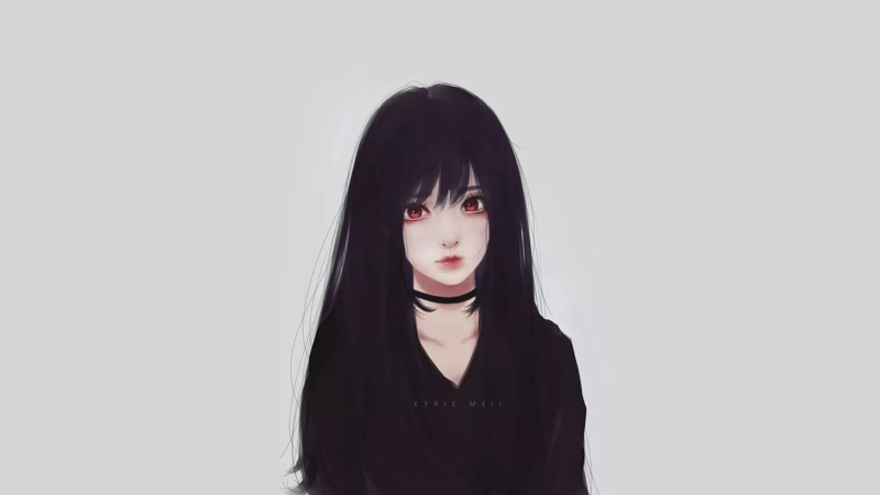anime, anime girls, black hair, Kyrie Meii, frontal view, looking at viewer