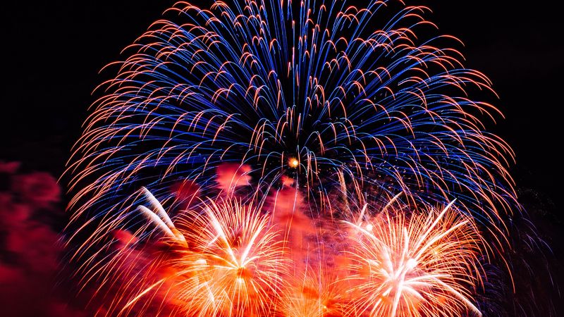 fireworks, salute, colorful, sparks, night, 4k