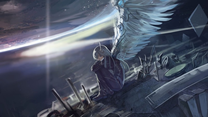anime girls, anime, wings