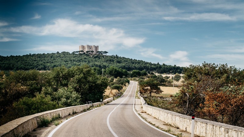 nature, landscape, road, trees, Italy, castle, forest, clouds