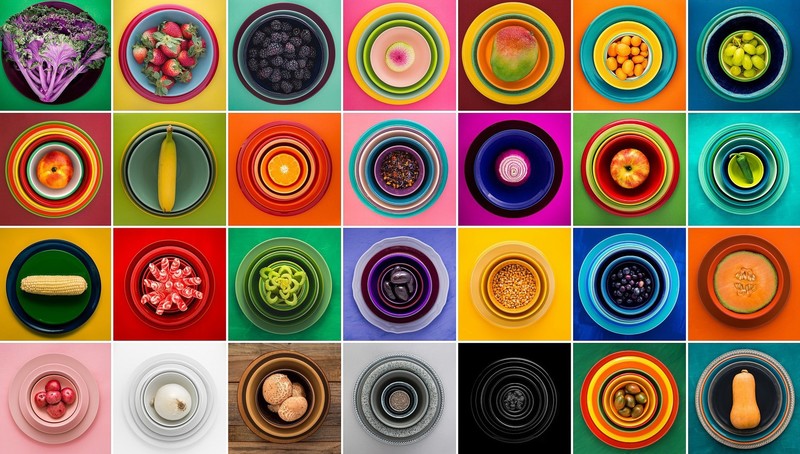 collage, colorful, food